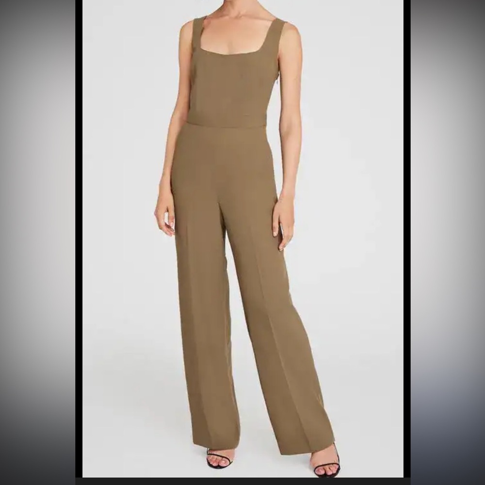 Club Monaco Olive Green Wide-Leg Sleeveless Jumpsuit